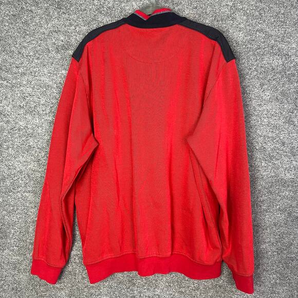 Bugatti Sweater Mens XXLarge Red Soft cotton Quarter Zip Long Sleeve LOGO - Picture 2 of 10